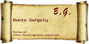 Bonts Gergely névjegykártya